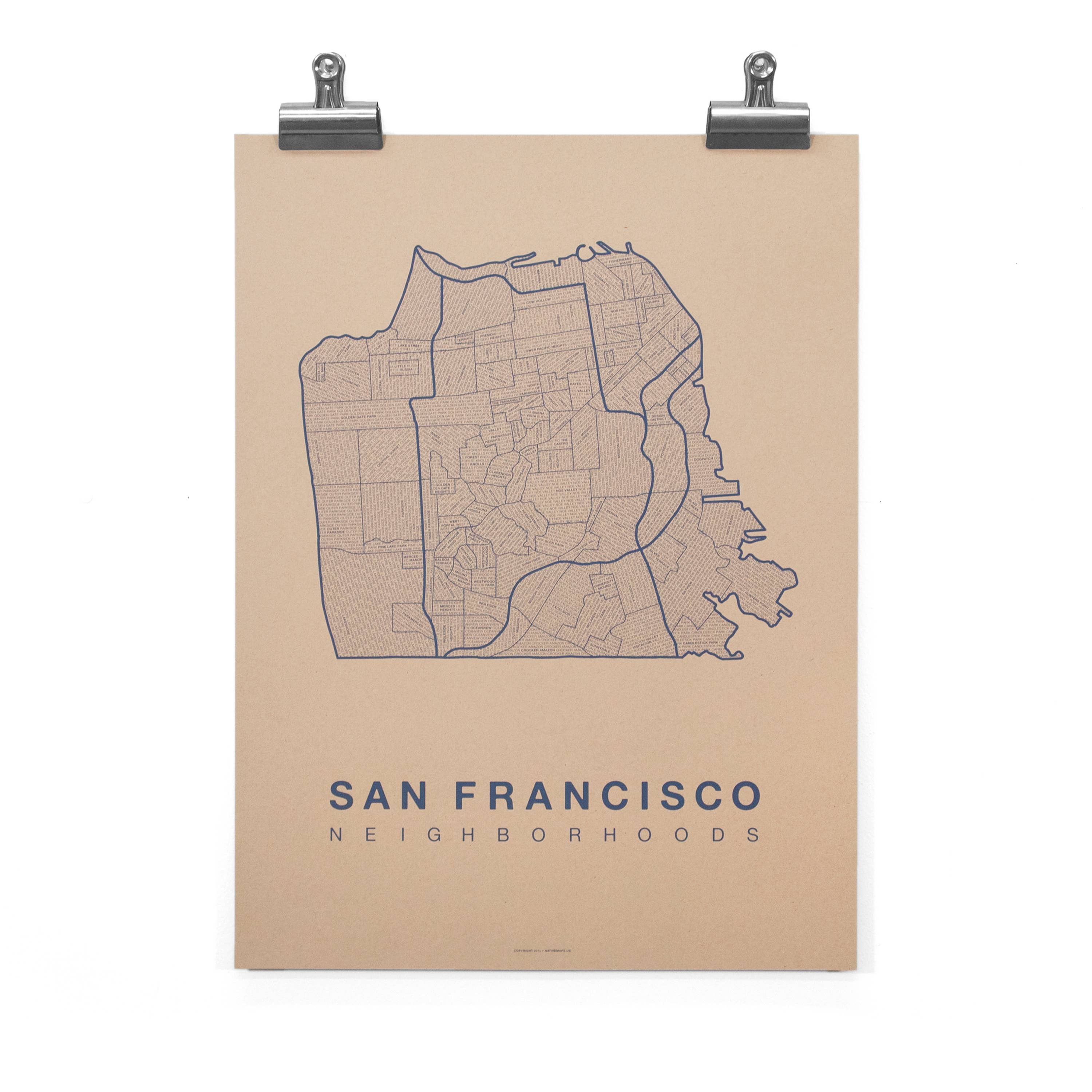 San Francisco Neighborhood City Map Poster - P I C N I C 