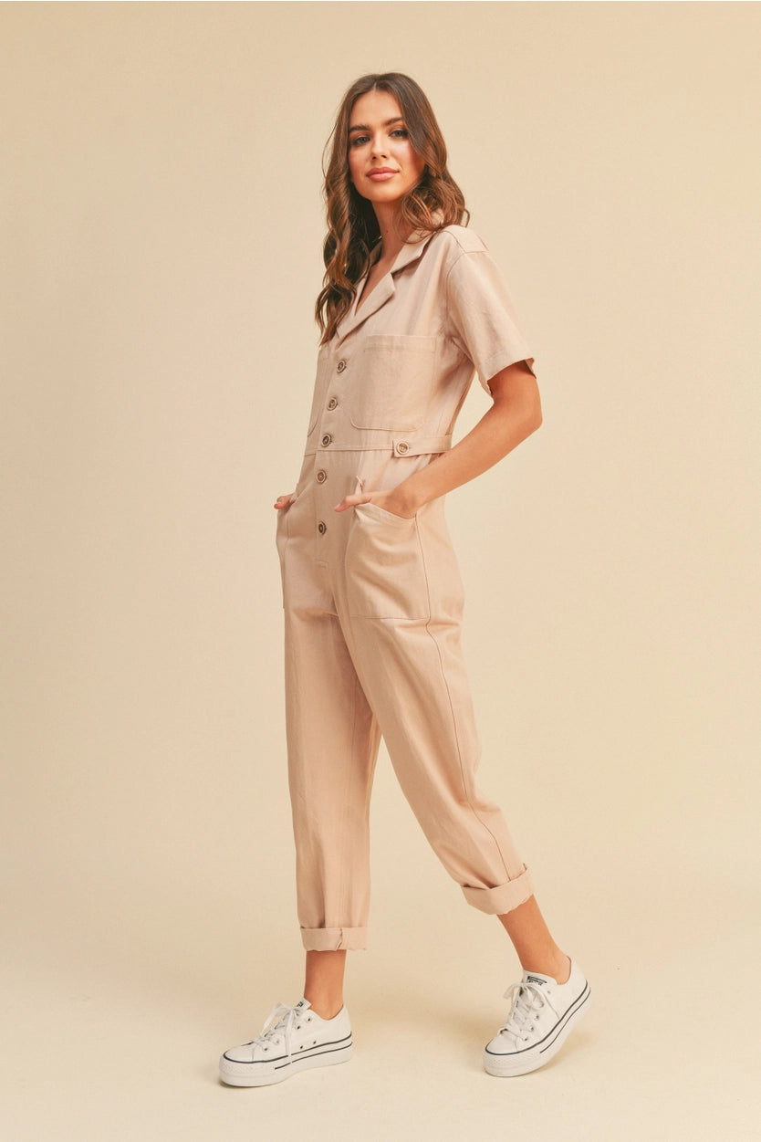 Zoe Washed Button Down Jumpsuit - P I C N I C 