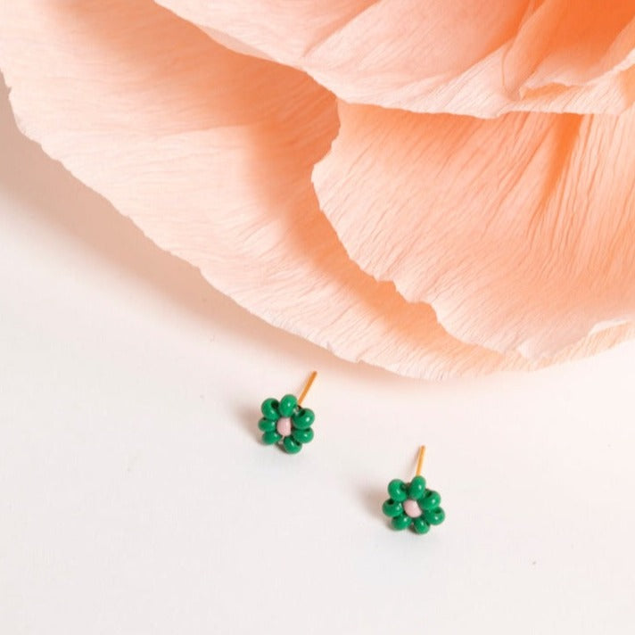 Tina Flower Two Colored Beaded Earrings - P I C N I C 