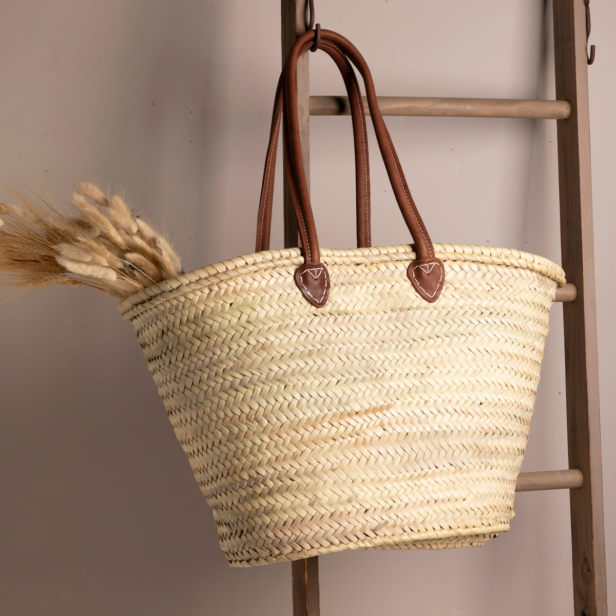 Aurore Leather Handle French Market Basket - P I C N I C 