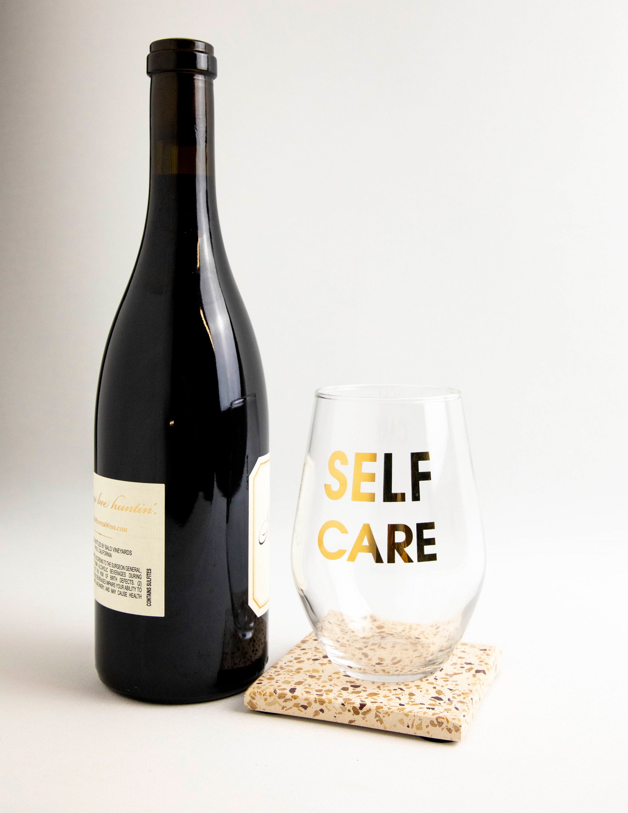 Self Care Gold Foil Stemless Wine Glass - P I C N I C 