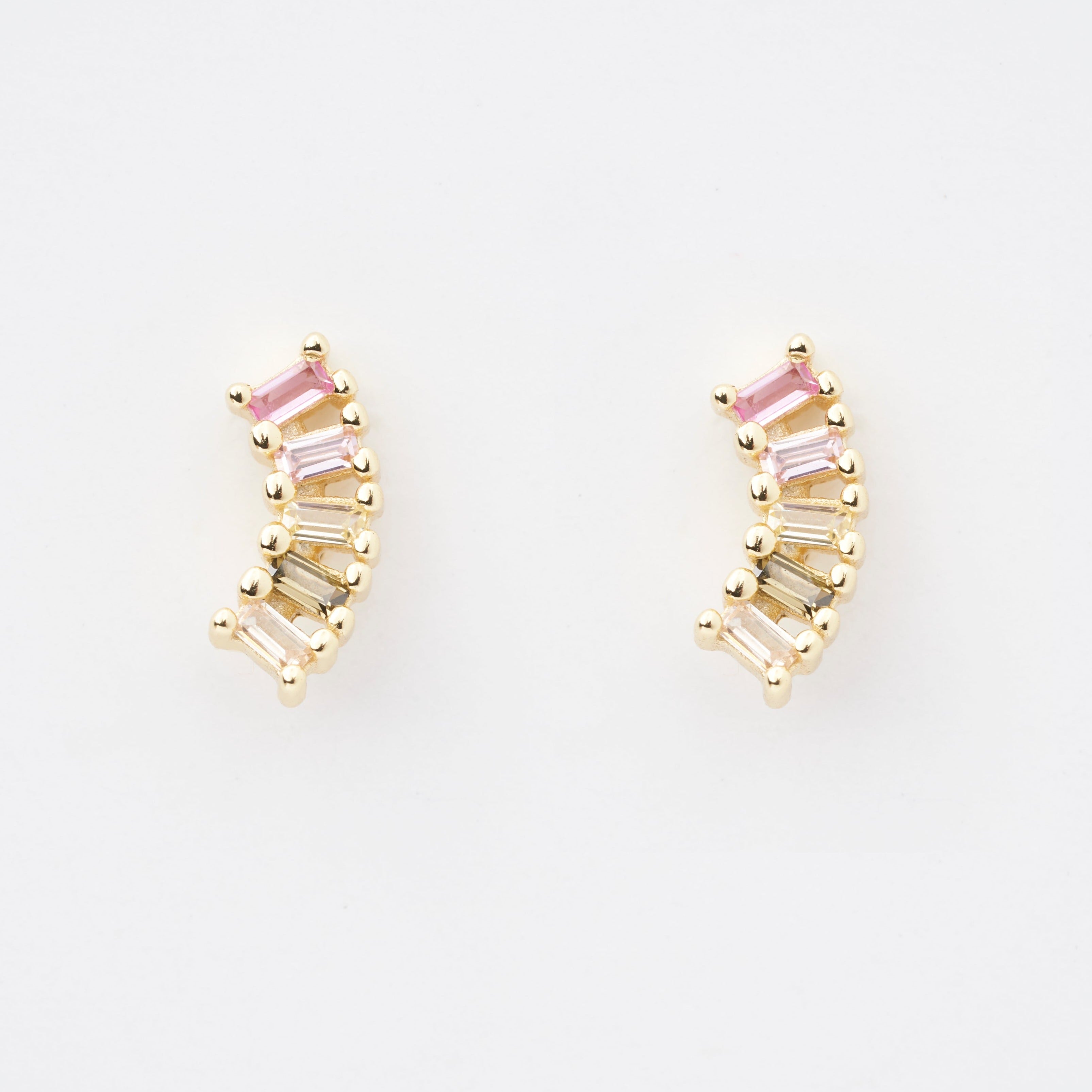 Iris Baguette Gemstone Stud Earrings - P I C N I C 