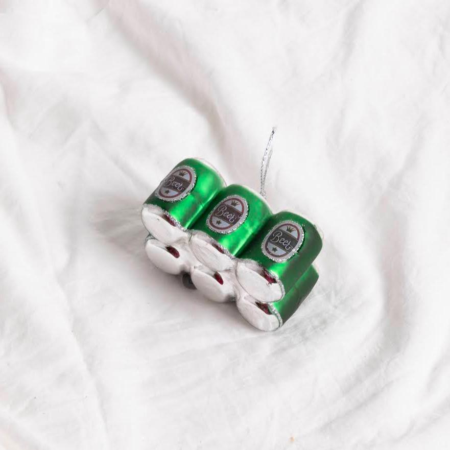 Glass Six Pack Beer Ornament - P I C N I C 