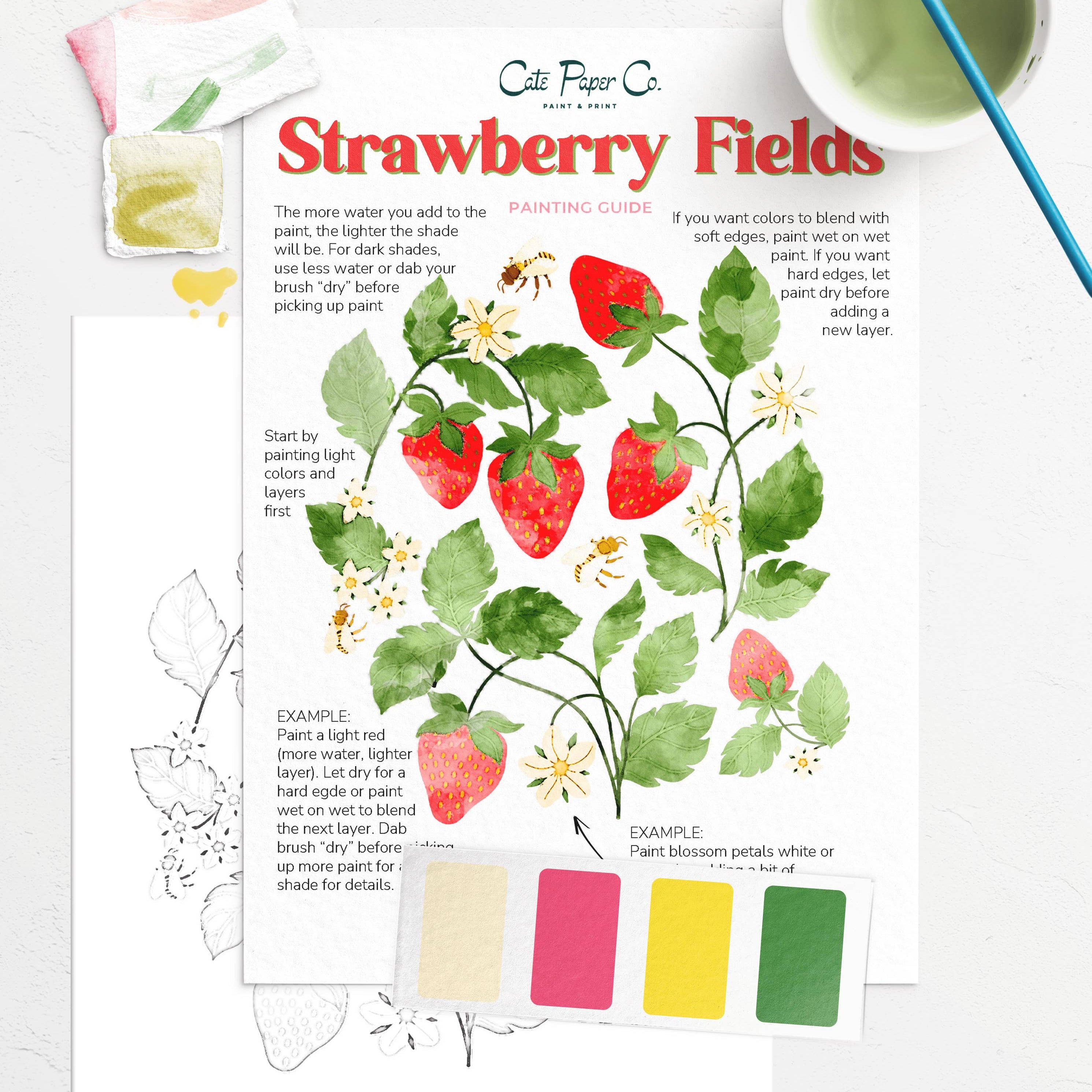 Strawberry Fields Watercolor Painting Kit - P I C N I C