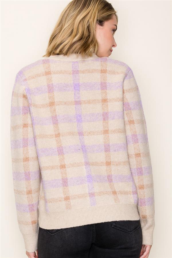 Lili Checked V-Neck Cardigan - P I C N I C