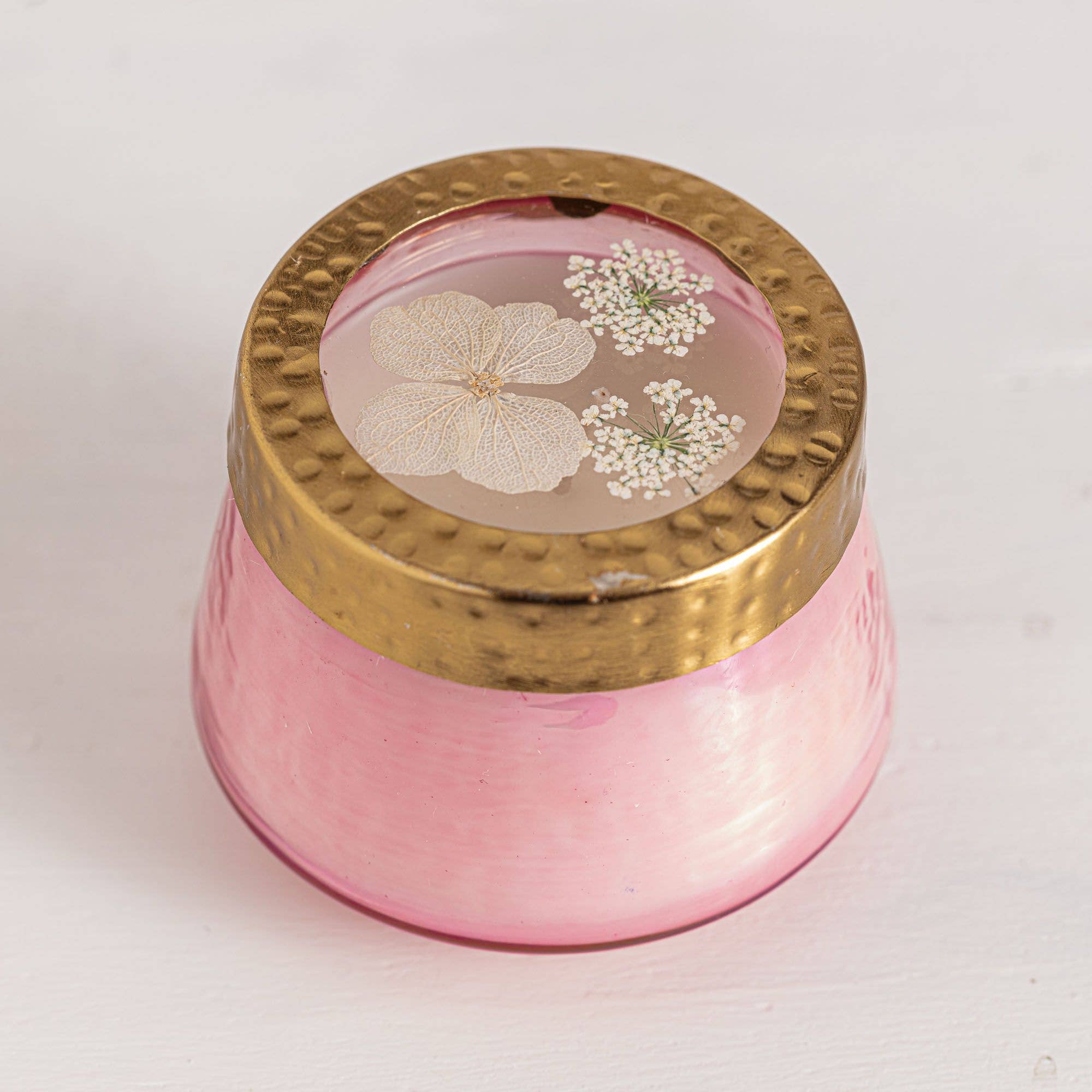 Luna Flower Small Watercolor Pressed Floral Candle - P I C N I C 
