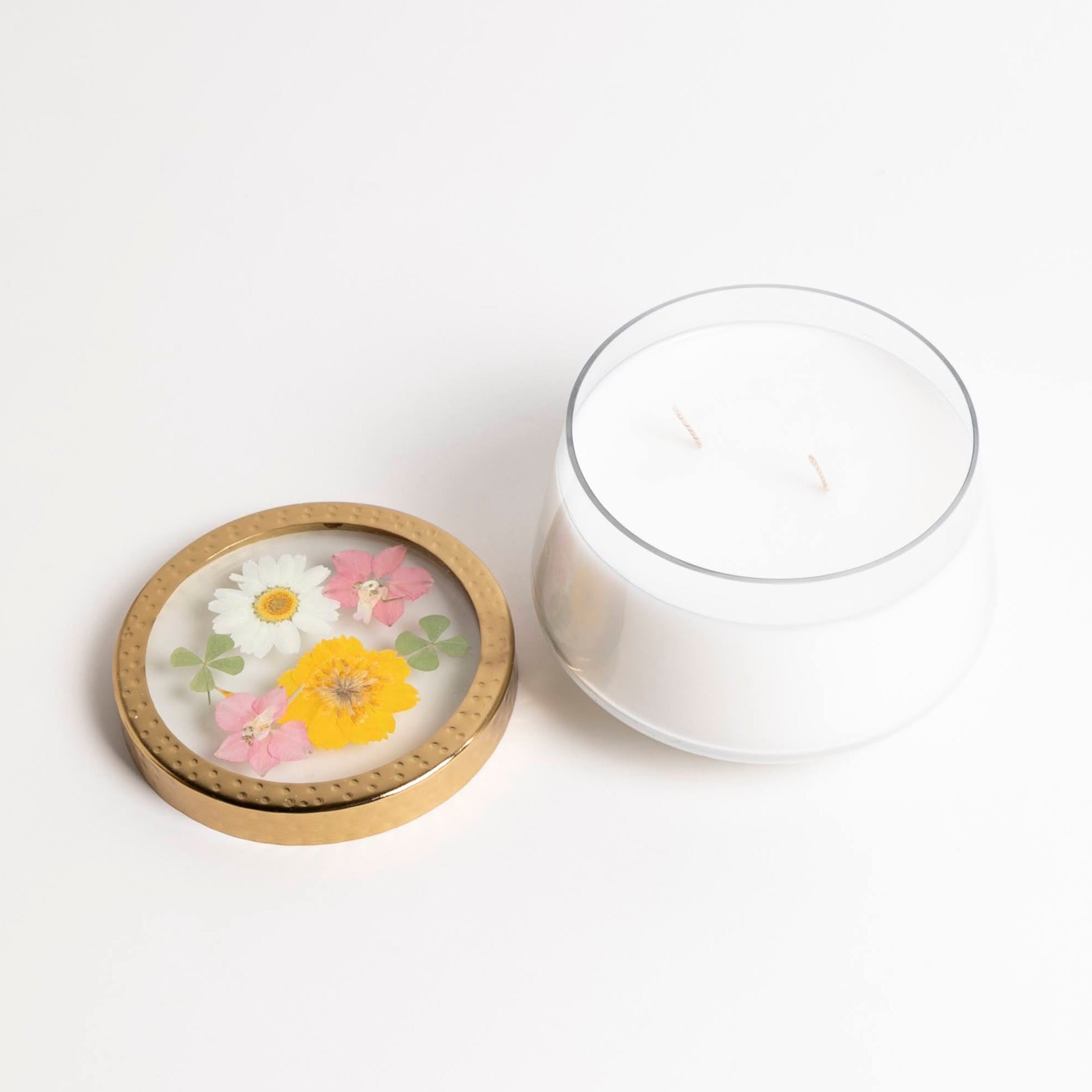 Lemon Blossom + Lychee Large Pressed Floral Candle - P I C N I C 