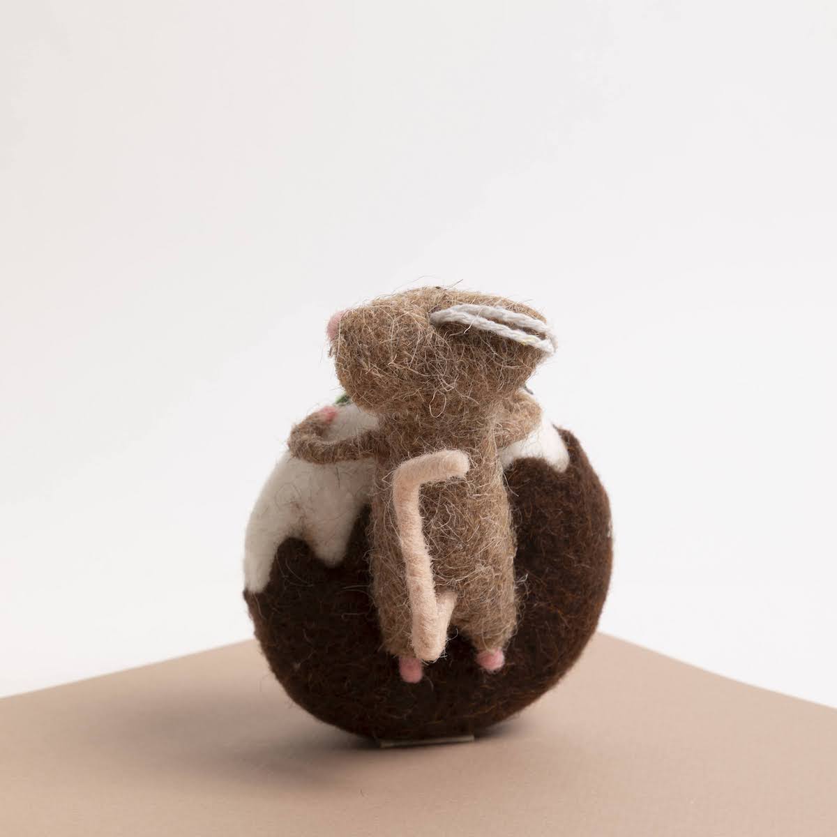 Wool Felt Mouse on Doughnut Ornament - P I C N I C