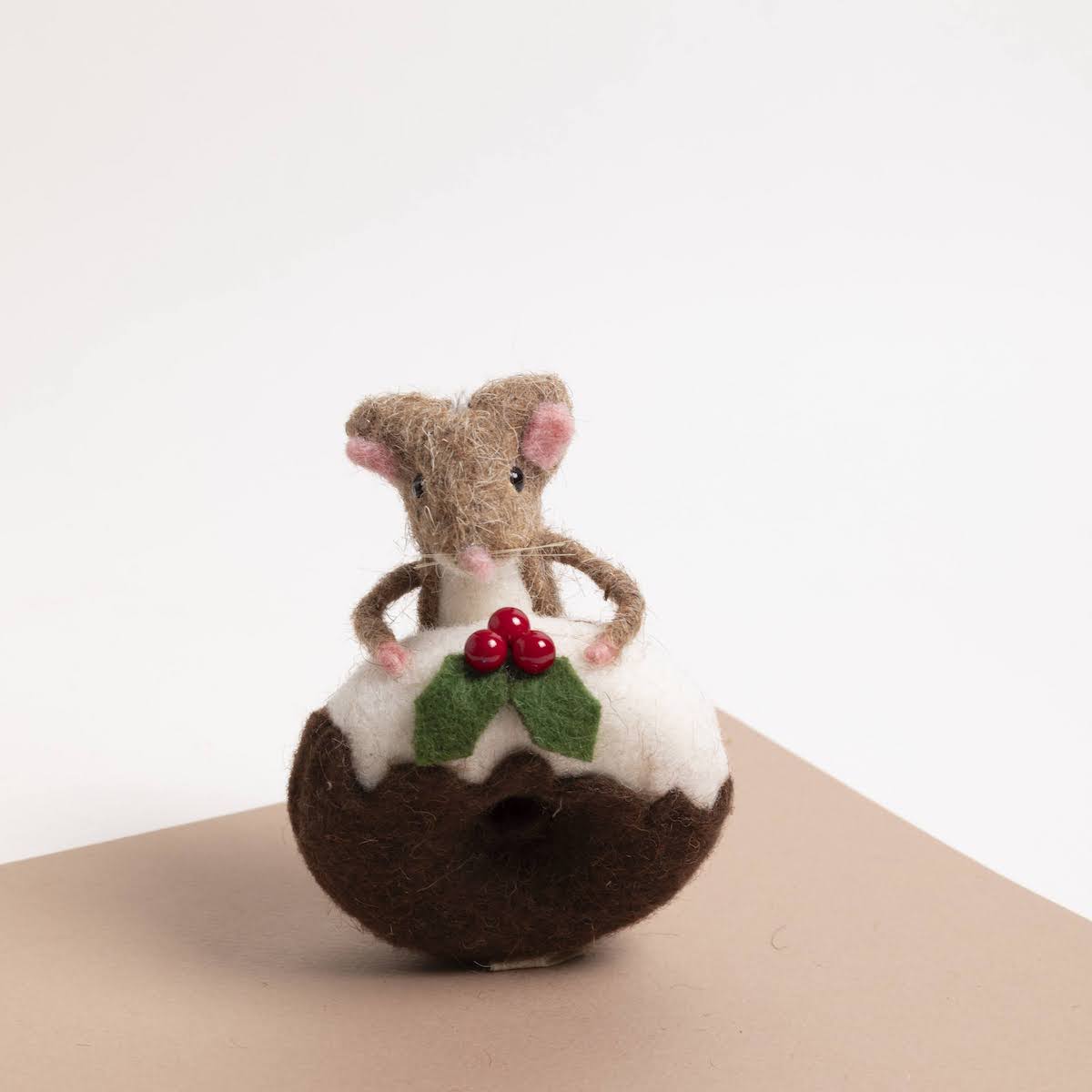 Wool Felt Mouse on Doughnut Ornament - P I C N I C