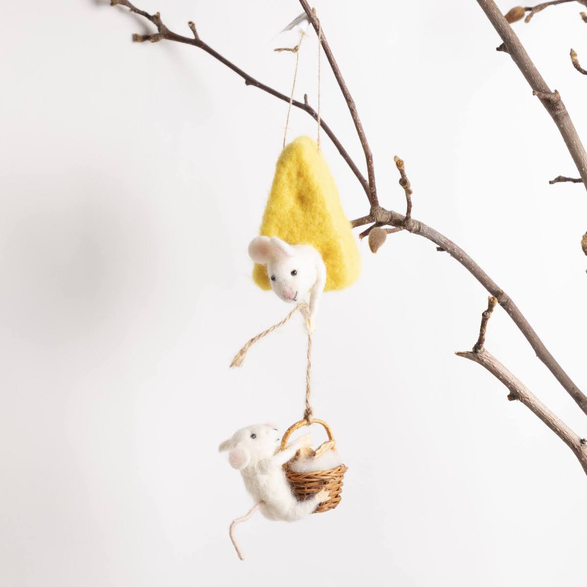 Handmade Wool Felt Mice Ornament - P I C N I C
