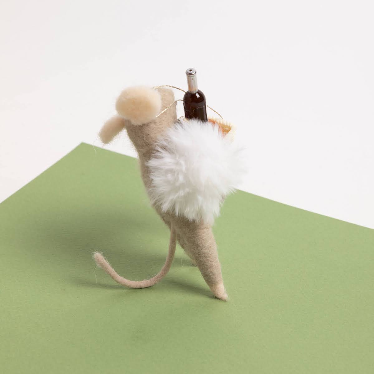 Handmade Wool Felt Mouse Gourmand Ornament - P I C N I C