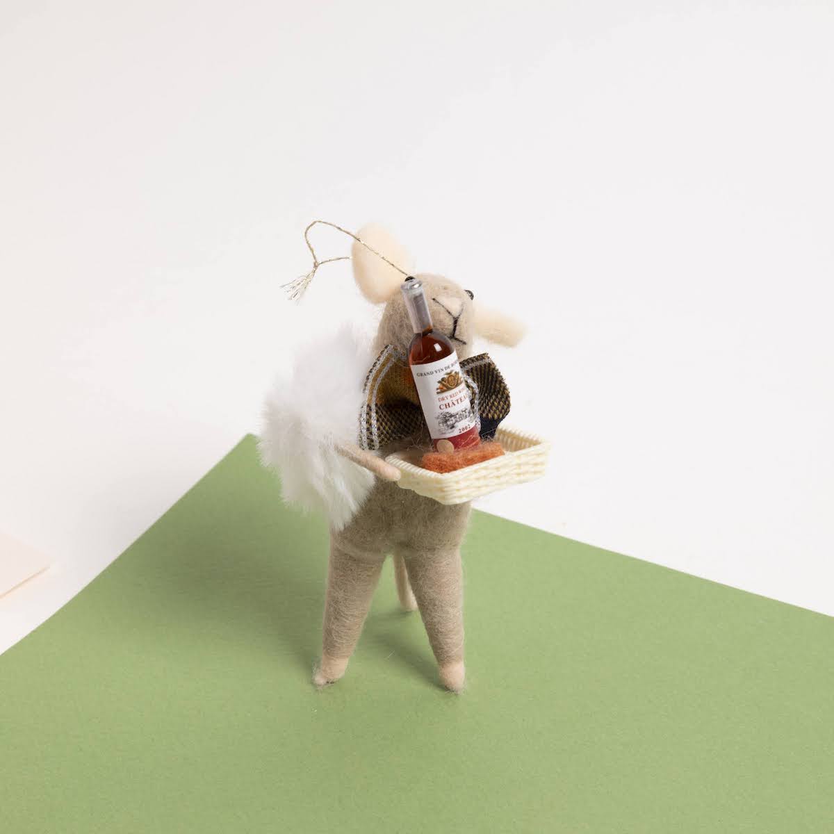 Handmade Wool Felt Mouse Gourmand Ornament - P I C N I C