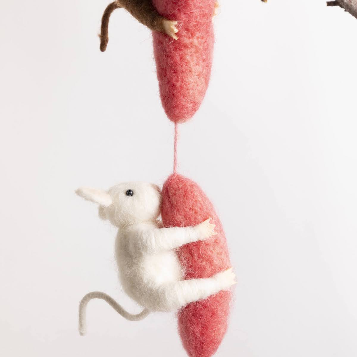 Handmade Wool Felt Mice Ornament - P I C N I C