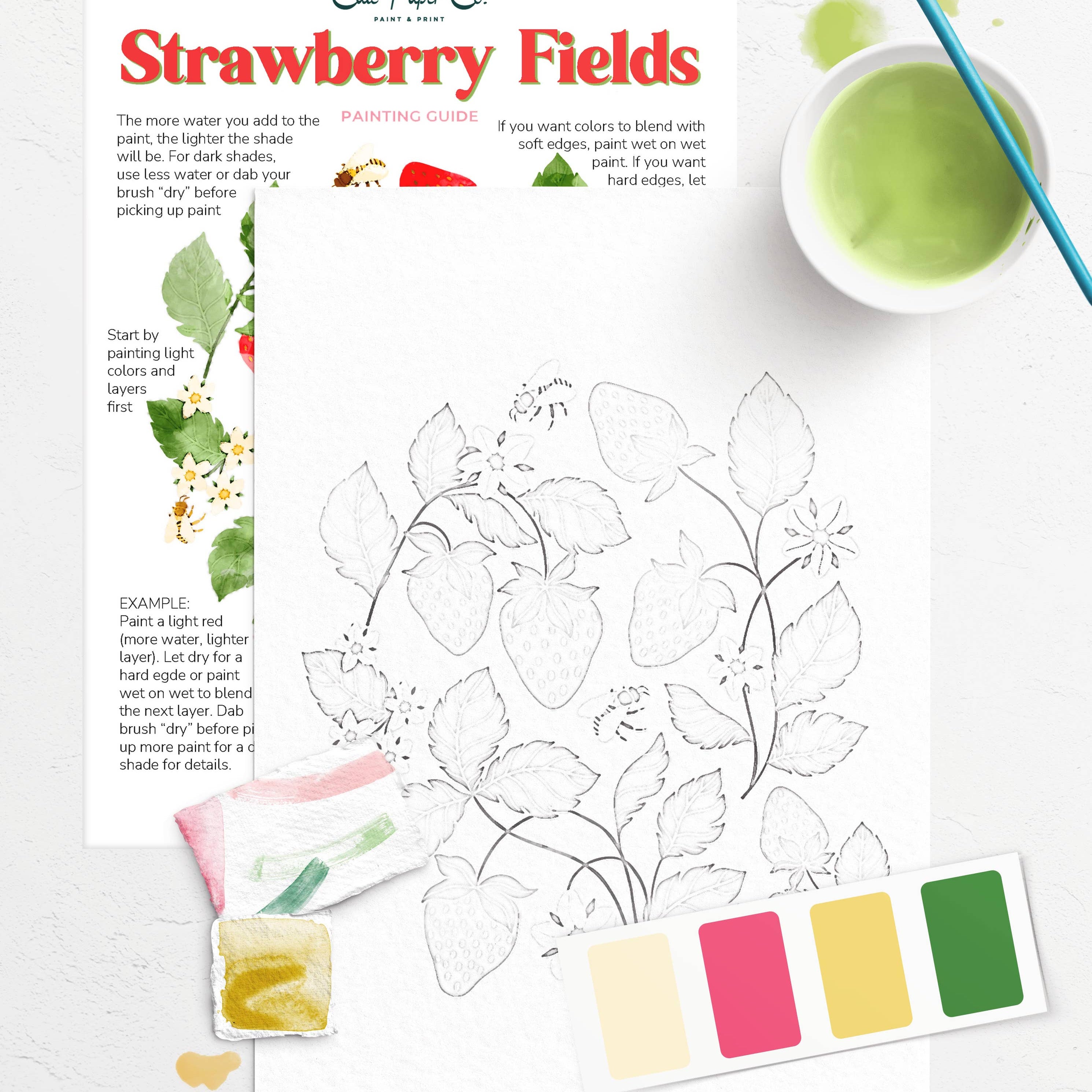 Strawberry Fields Watercolor Painting Kit - P I C N I C