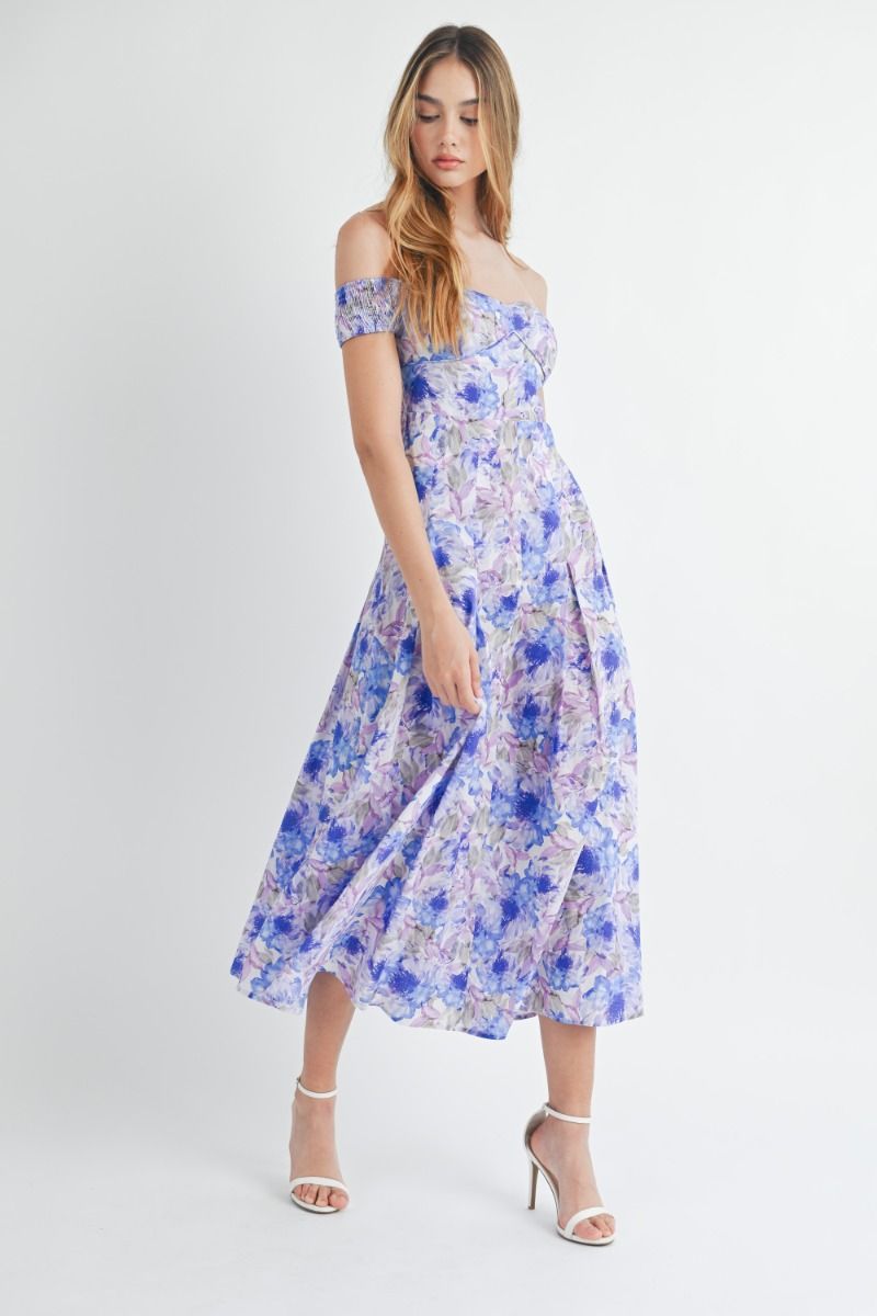 Lily Off Shoulder Bustier Floral Dress - P I C N I C