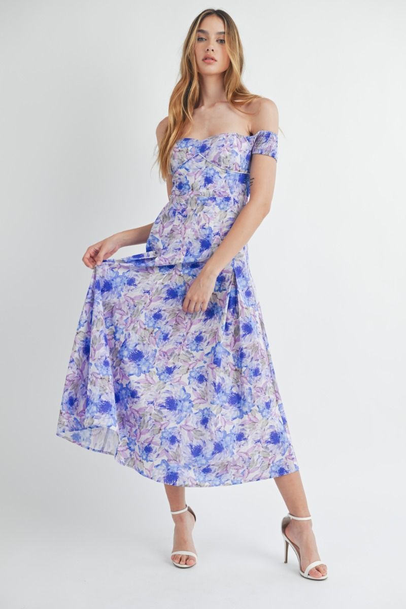 Lily Off Shoulder Bustier Floral Dress - P I C N I C