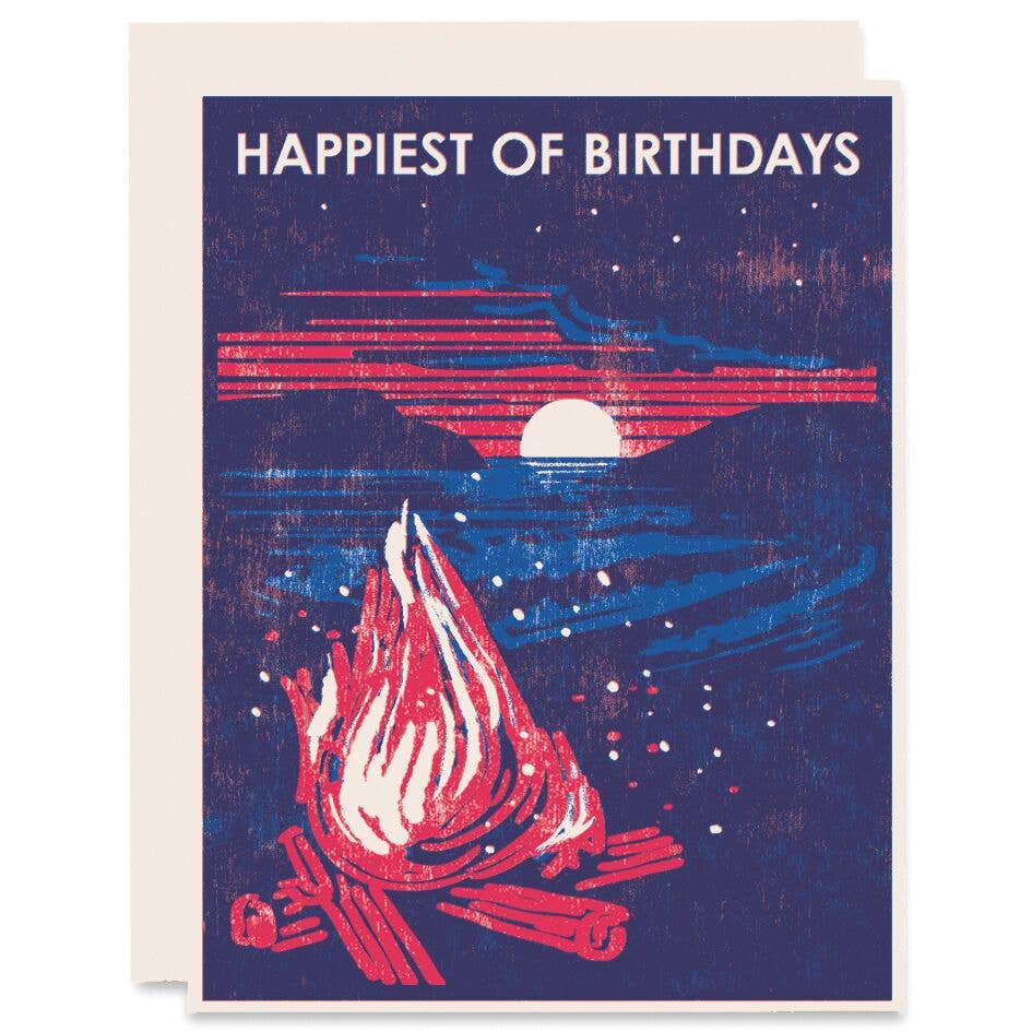 Beach Bonfire Happiest of Birthdays Card - P I C N I C 