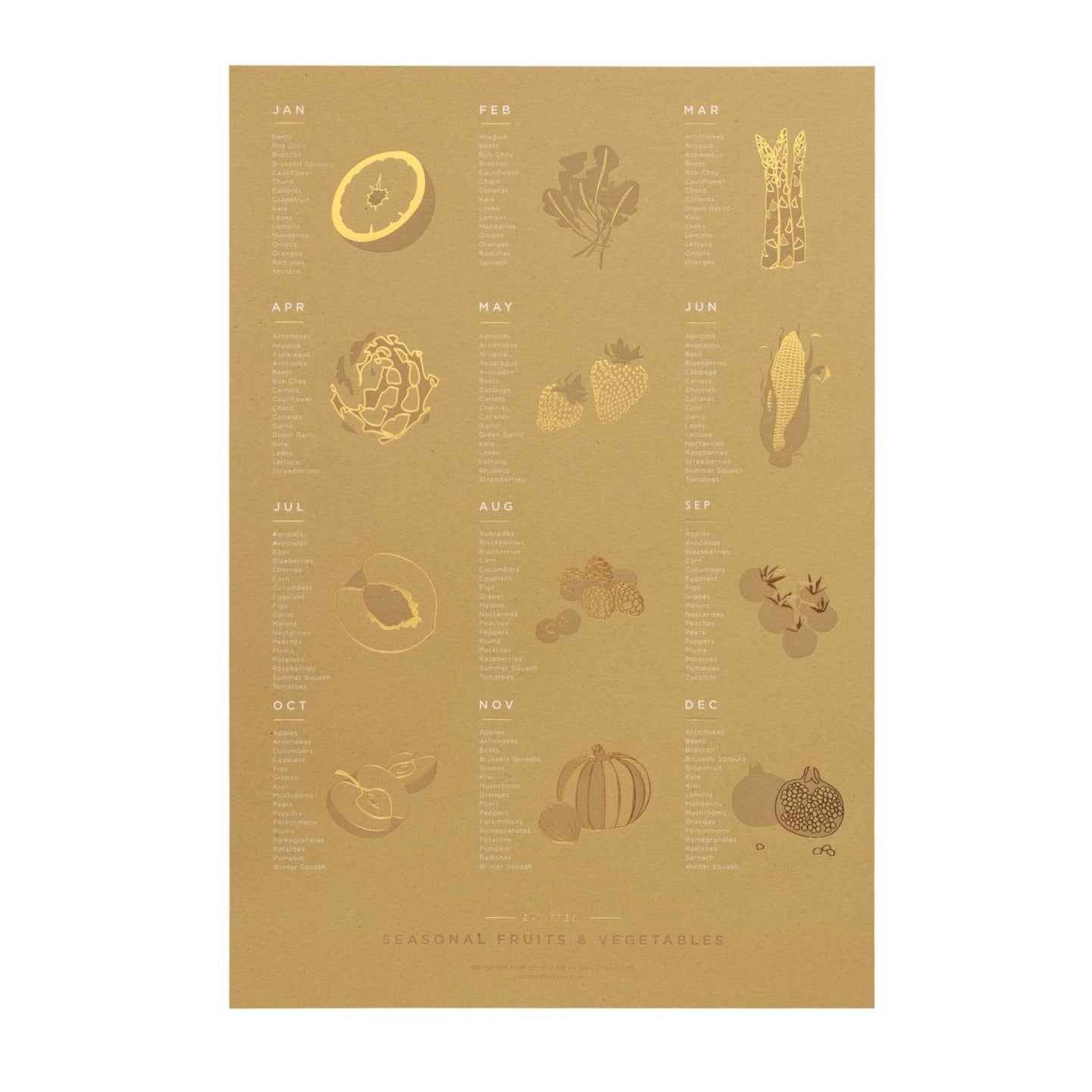 Honeycomb Seasonal Fruit and Vegetable Print - P I C N I C 