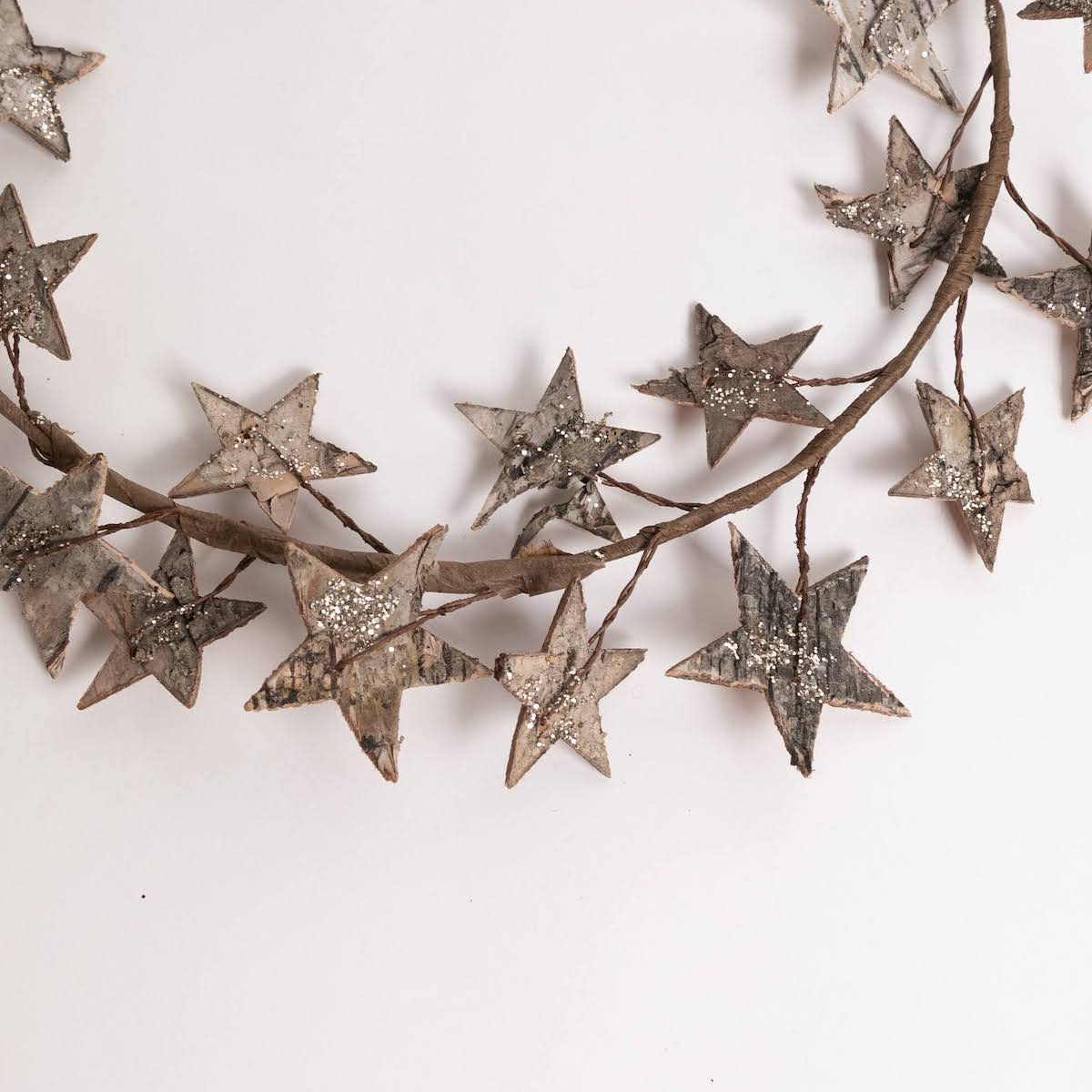 Birch Bark Glitter Stars Wreath - P I C N I C 