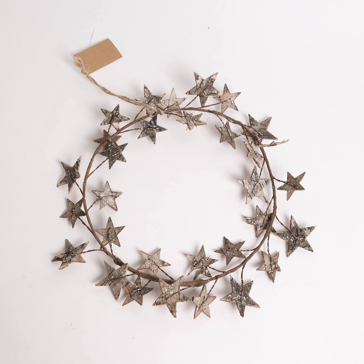 Birch Bark Glitter Stars Wreath - P I C N I C 
