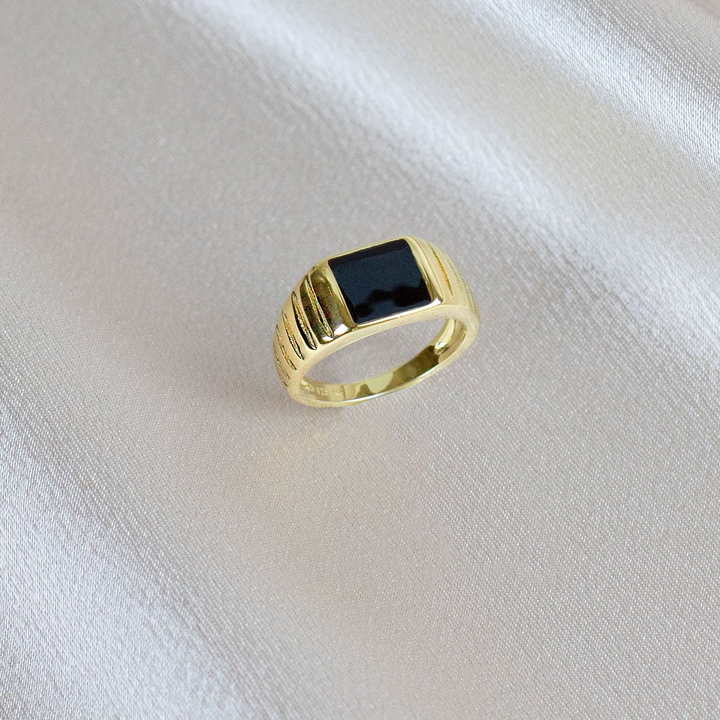 Black Enamel Signet Ring - P I C N I C 