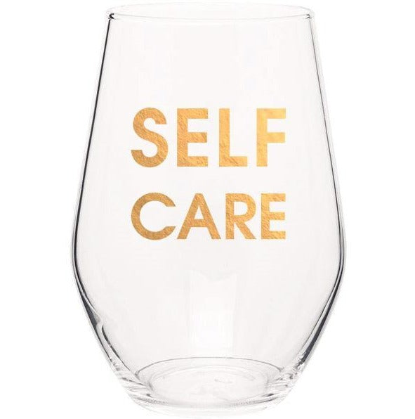 Self Care Gold Foil Stemless Wine Glass - P I C N I C 
