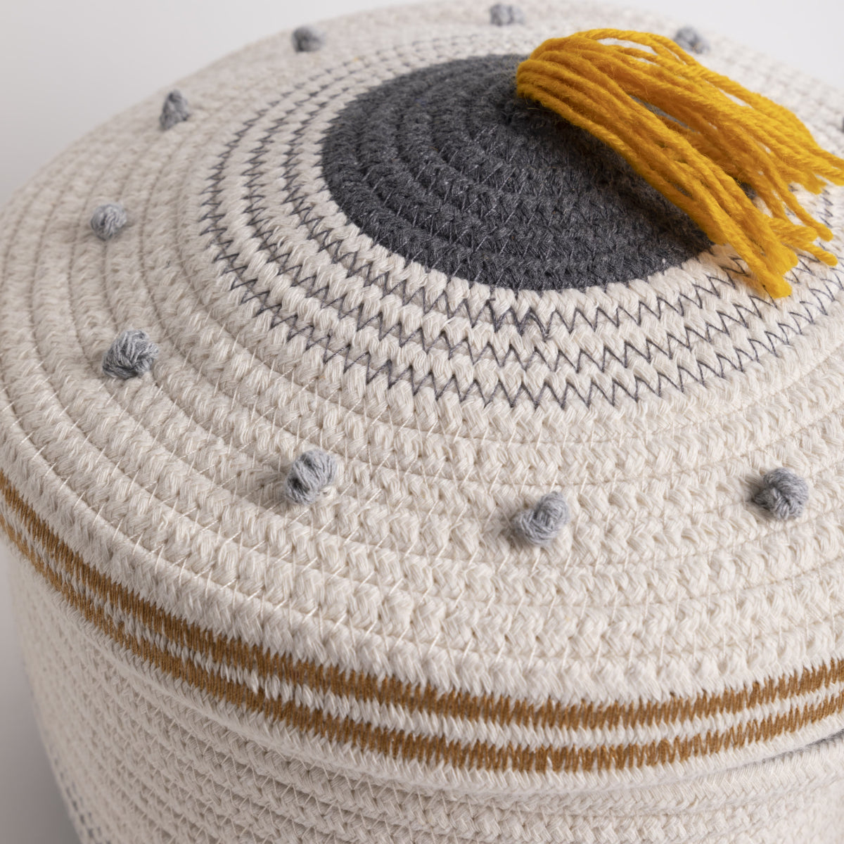 Baz Round Cotton Rope Basket with Lid - P I C N I C 