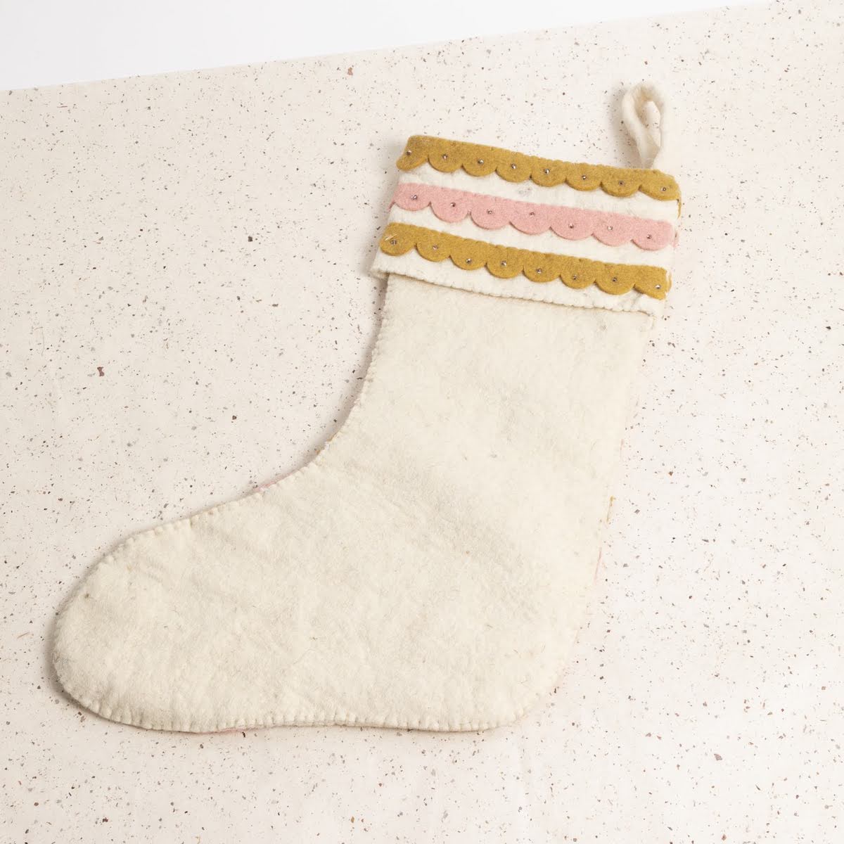 Appliqued Scallops and Beads Stocking - P I C N I C 