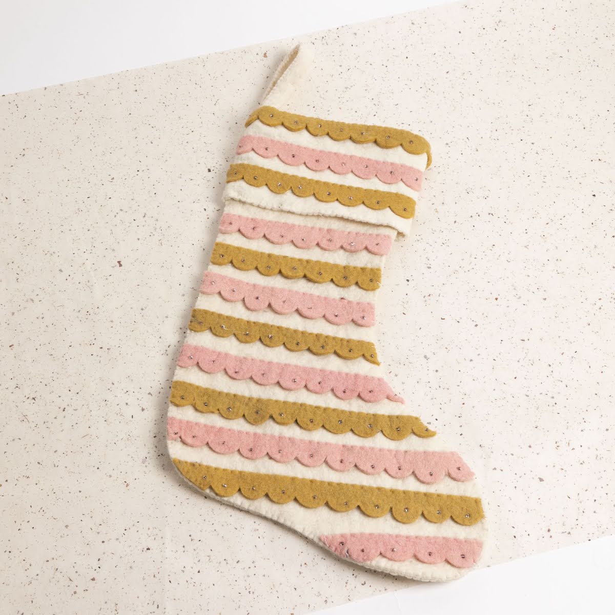Appliqued Scallops and Beads Stocking - P I C N I C 
