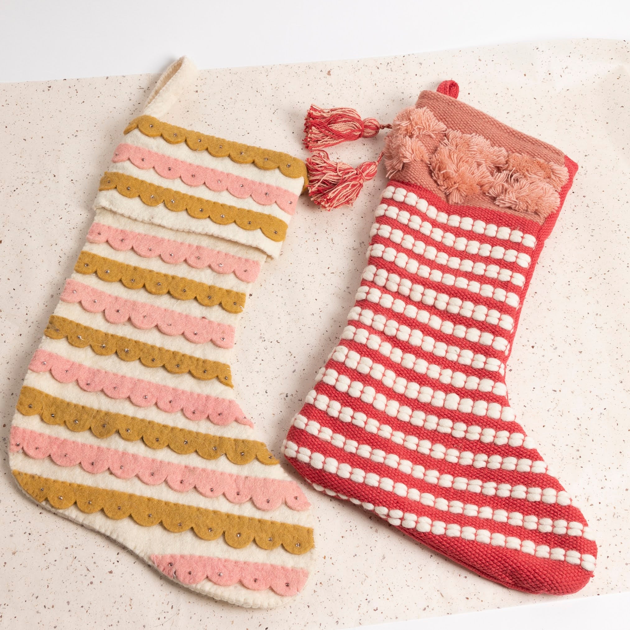 Appliqued Scallops and Beads Stocking - P I C N I C 
