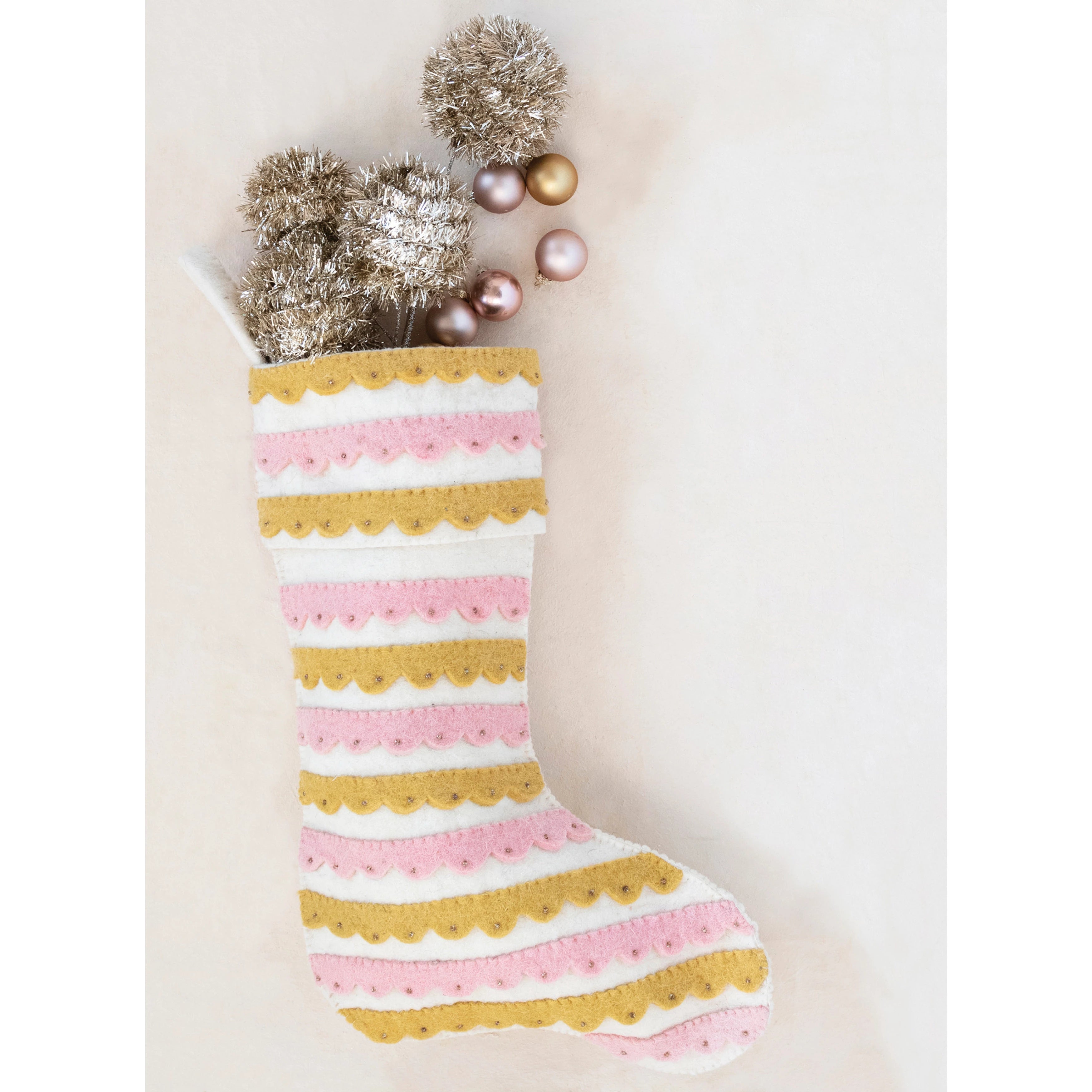Appliqued Scallops and Beads Stocking - P I C N I C 